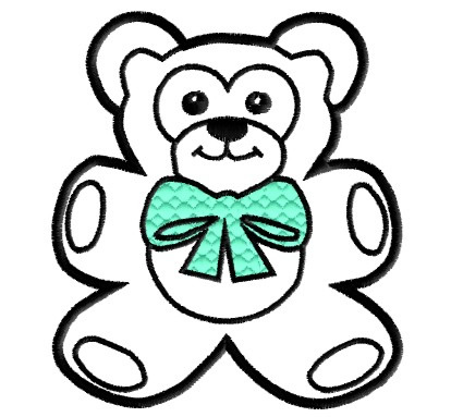 Animals Embroidery Design: Teddy Bear with Bow Outline from King ...
