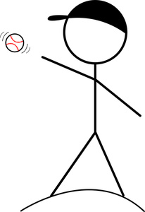 Stick People Clipart Image - Stick Figure Baseball Player Throwing ...