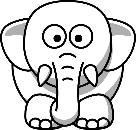 Clip Art: elephant black white line animal SVG