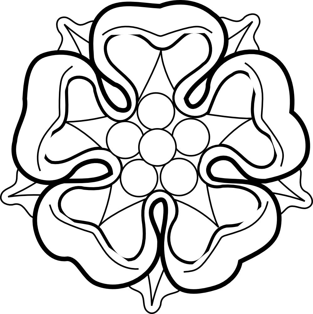 Heraldic Rose Black White Line Art Coloring Book Colouring Flower ...