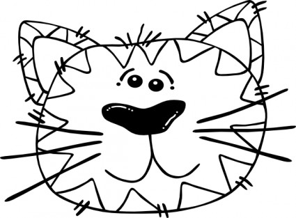 Cartoon Cat Face Outline clip art Vector clip art - Free vector ...