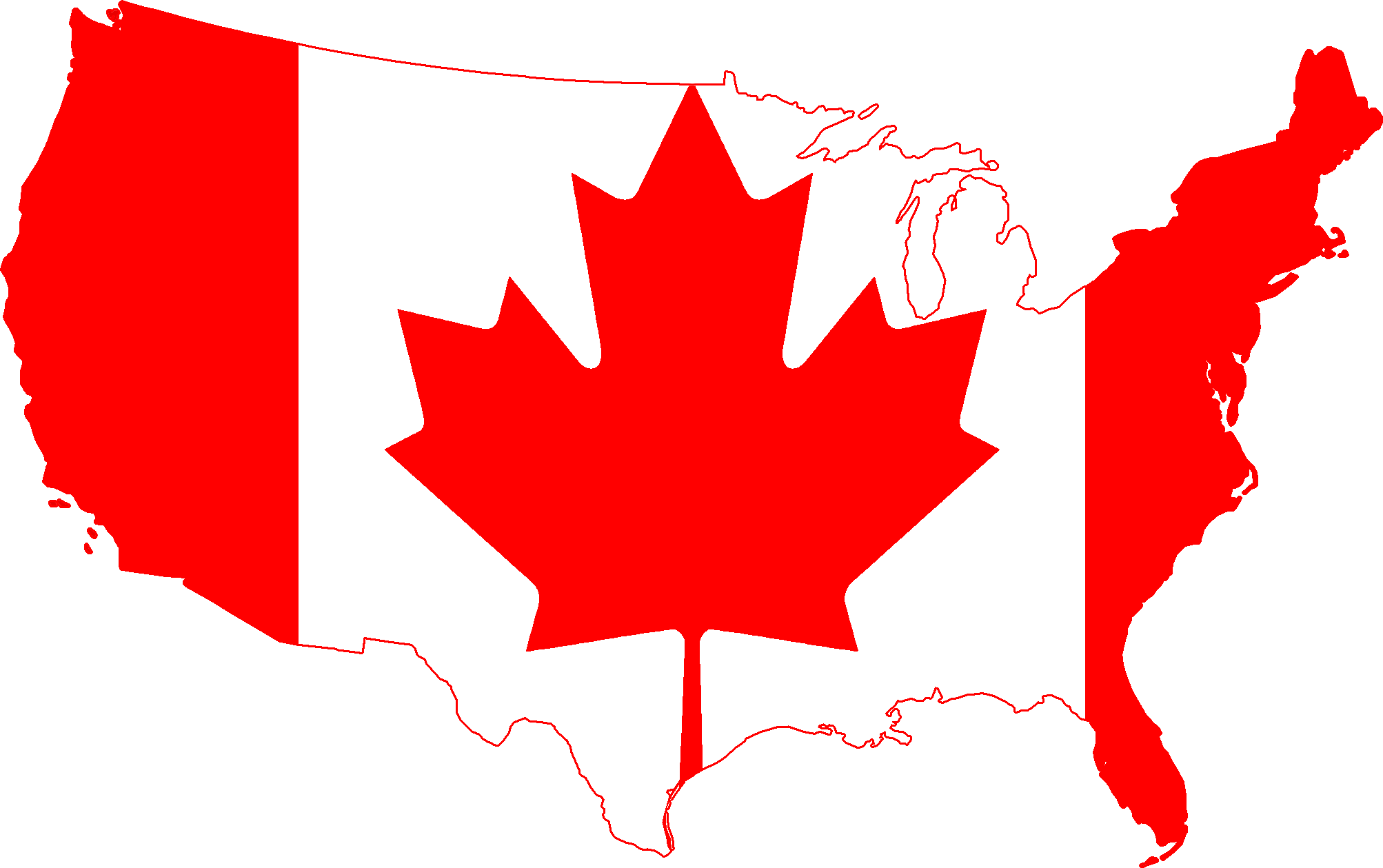 clipart map of us and canada - photo #4