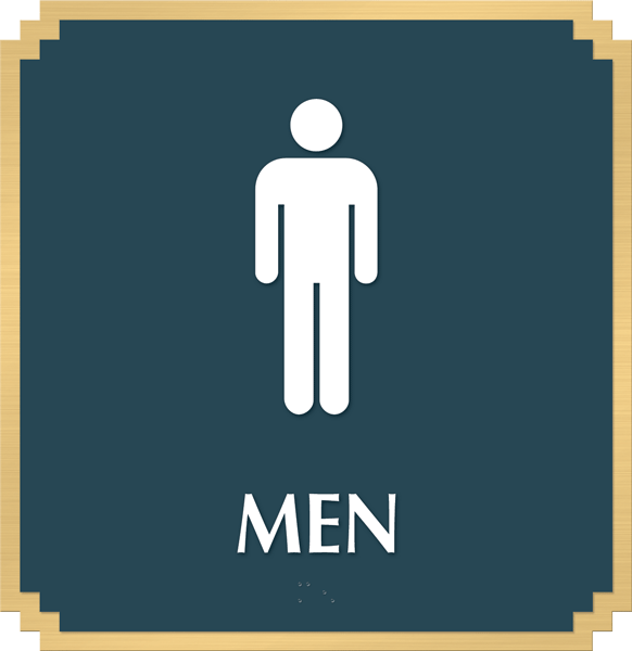 Men Sign With Graphic And Braille - Marquis Restroom Sign, SKU - SE-