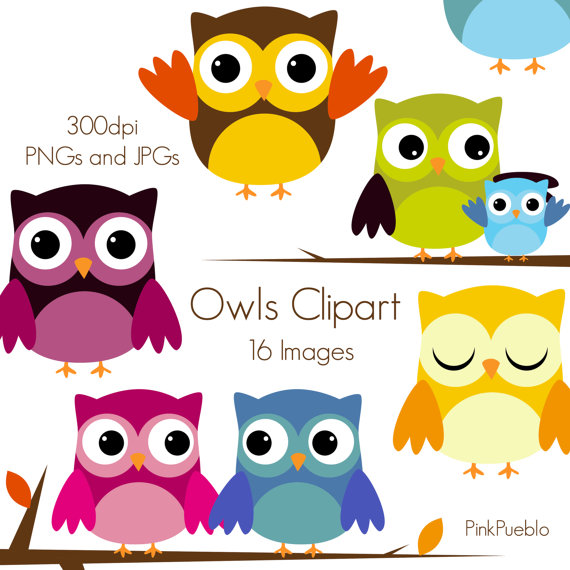 Owls Clipart Owls Clip Art Commercial and Personal by PinkPueblo