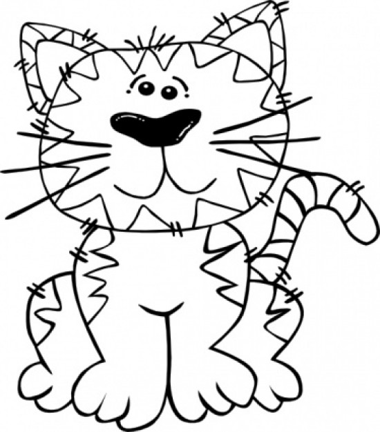 Cartoon Cat Sitting Outline clip art | Download free Vector