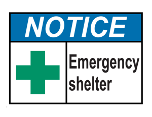 Emergency Response: Emergency Shelter sign #ANE-9448 - Safety ...