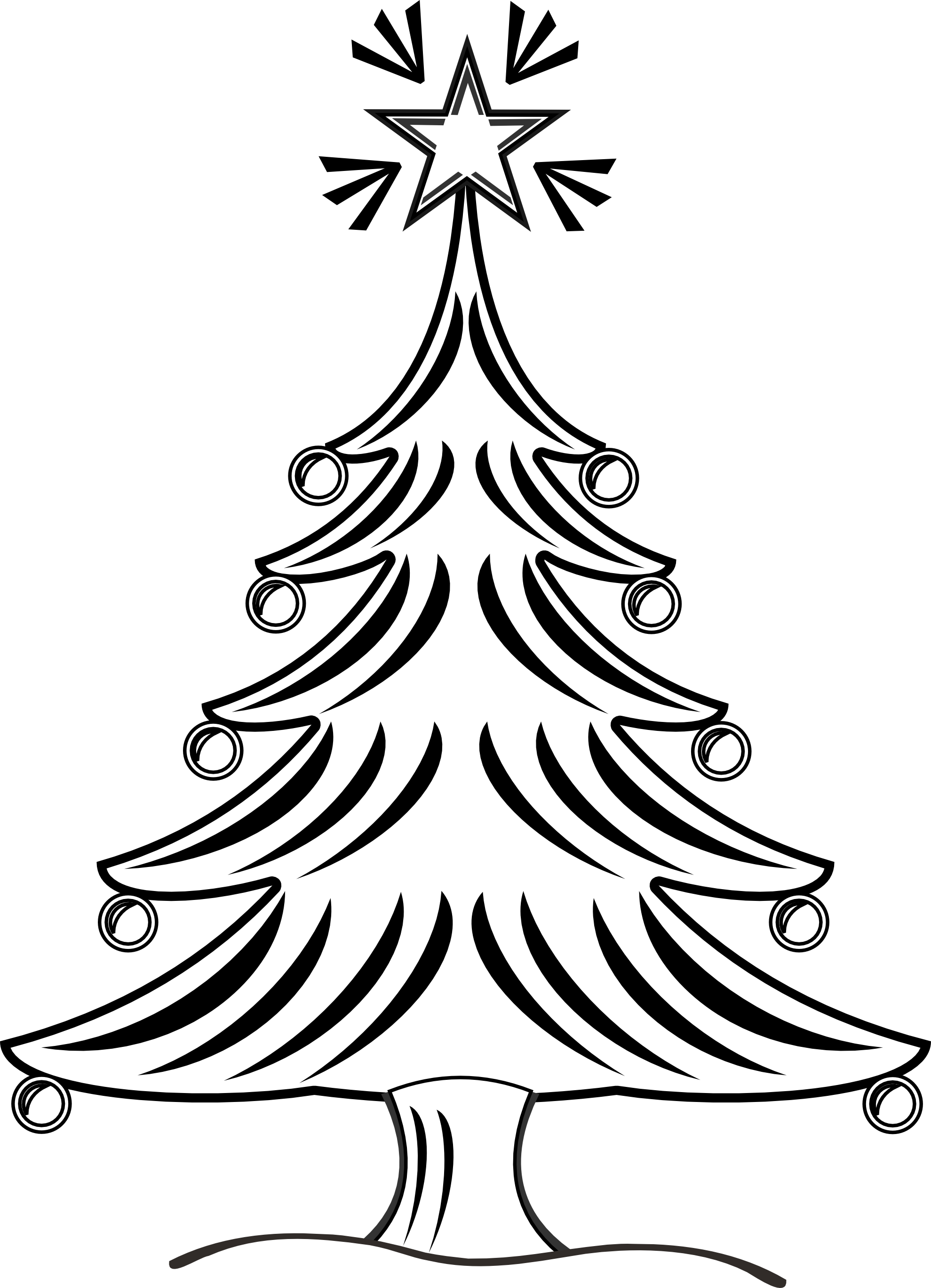 Clip Art: Xmas Christmas Tree 14 Black White ...