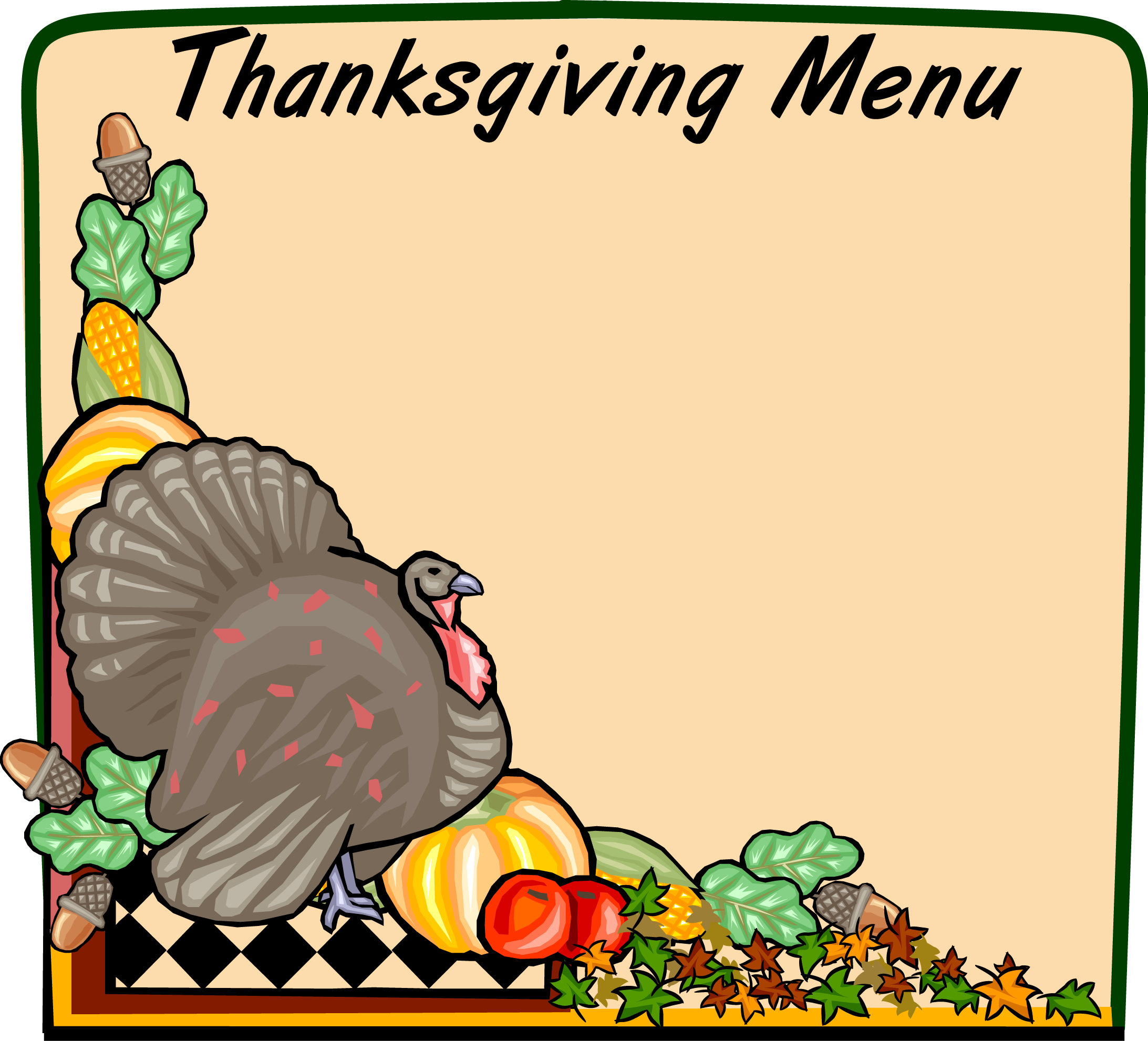 Thanksgiving Menu Sheet #