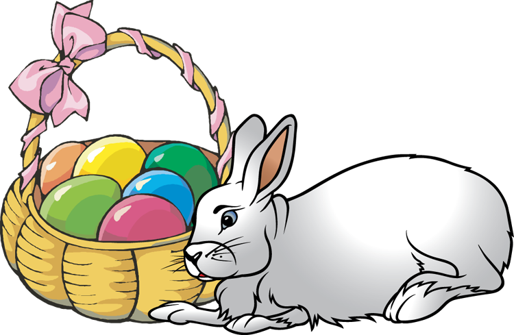 Easter Bunny And Basket Of Eggs