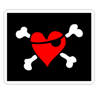 Pirate Heart (black background) Sticker" Stickers by Bela-Manson ...