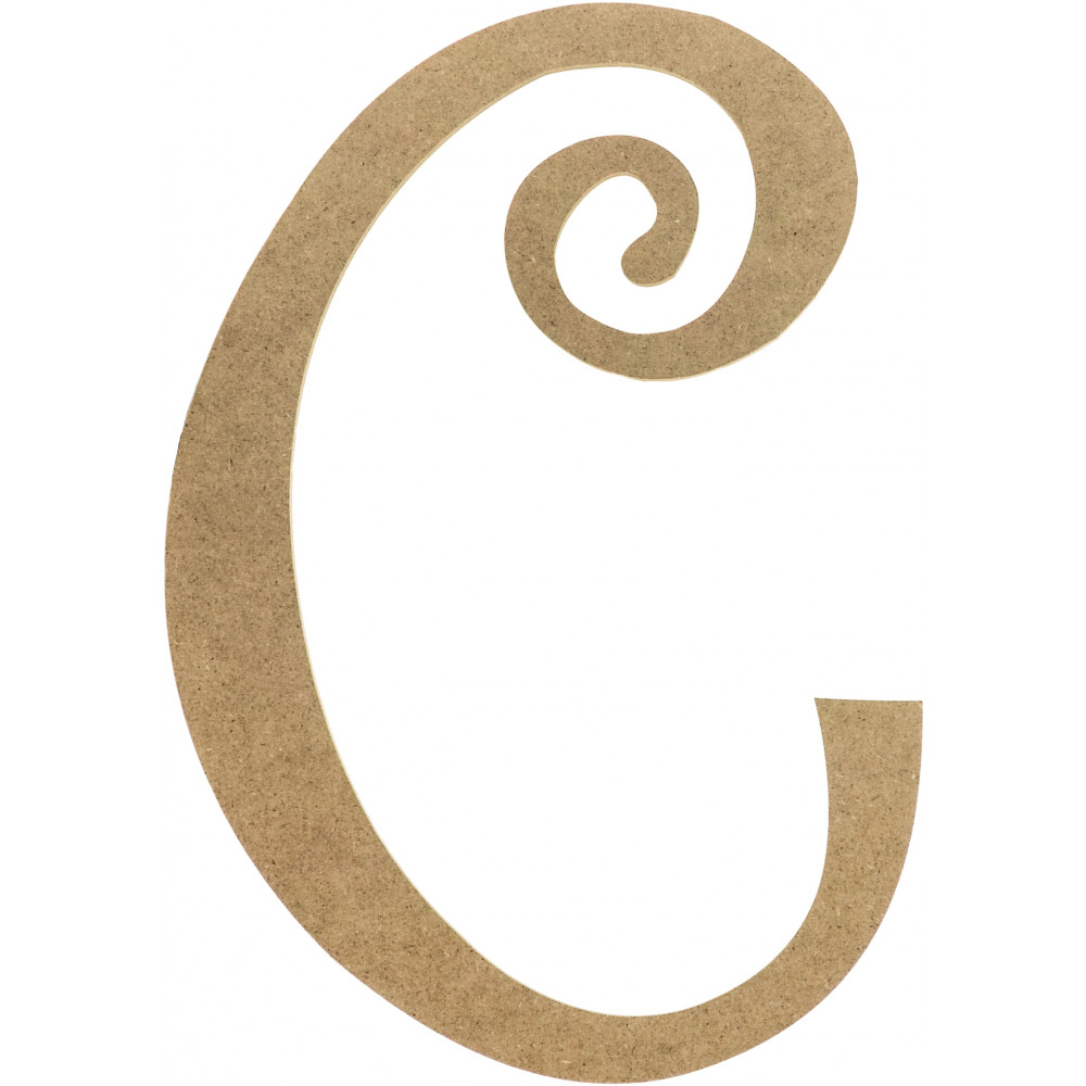 14" Decorative Wooden Curly Letter: C [AB2147] - CraftOutlet.com