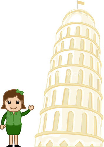Cartoon Vector - Travel Italy - Leaning Tower Of Pisa