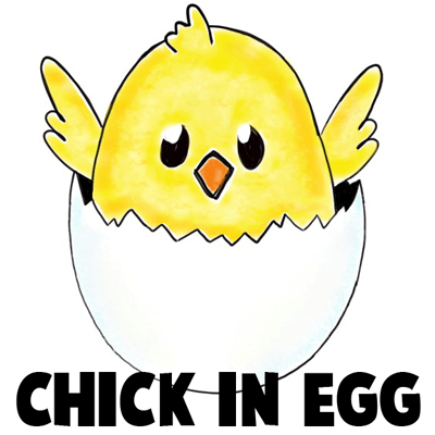 How to Draw a Baby Chick in an Egg Shell for Easter Drawing ...