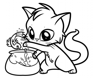 How to Draw a Cat and Fish, Step by Step, Pets, Animals, FREE ...