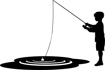 Kid on boat fishing silhouette clipart