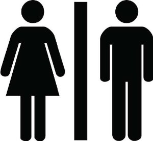 Amazon.com - Unisex Bathroom Sign - Funny sticker for your toilet ...