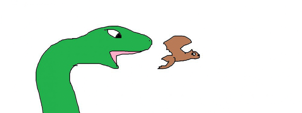 Snake eats bat animation on Make a GIF