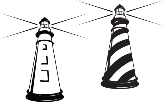 Black and white light house clipart