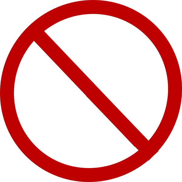Red circle with line through it clipart