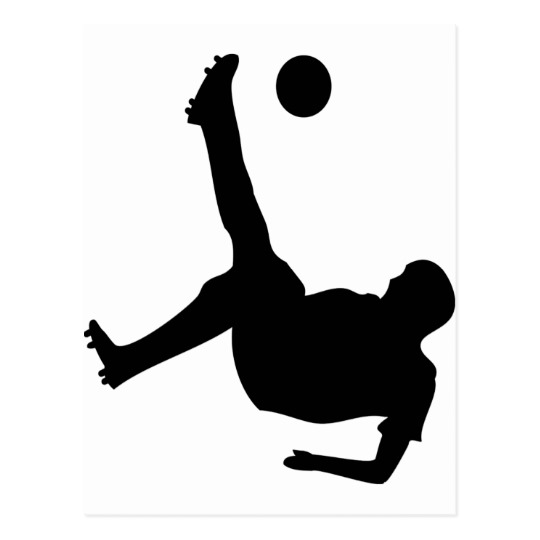 bicycle kick soccer player postcard | Zazzle