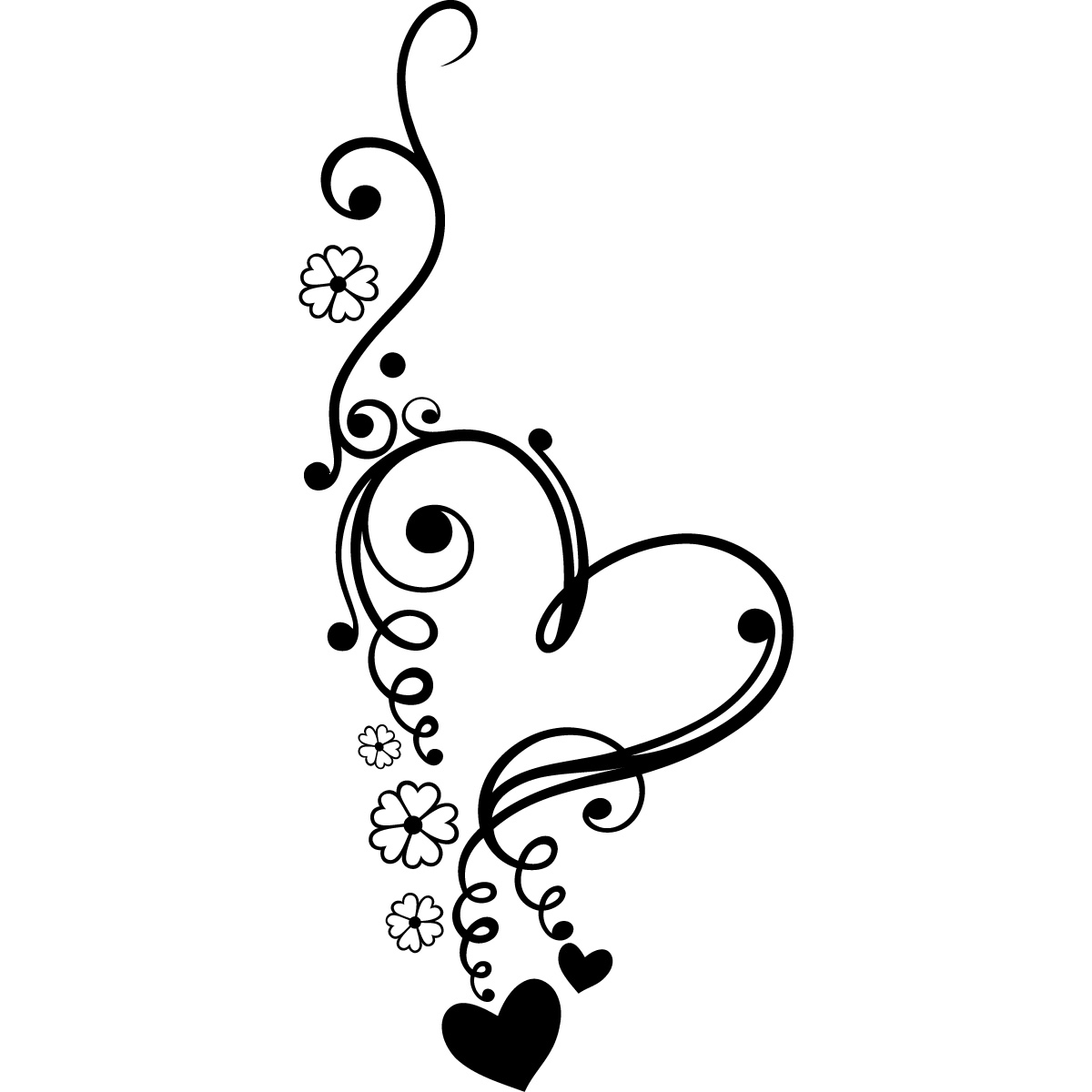Floral Love Heart Flowers Wall Art Sticker Wall Decal Transfers