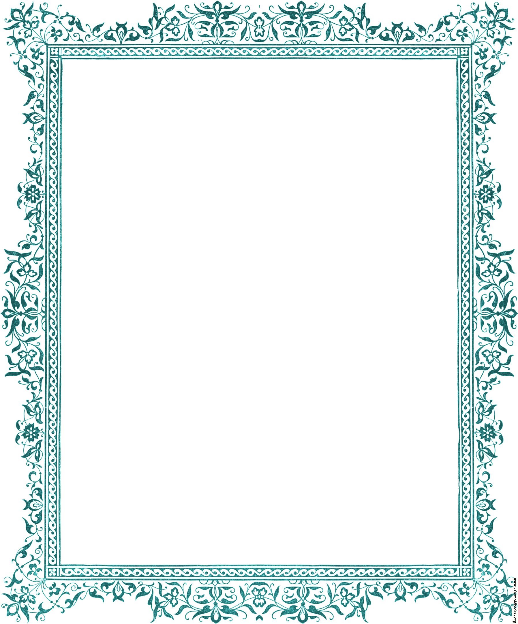 Decorative clip-art Victorian border, antique green [image 415x500 ...
