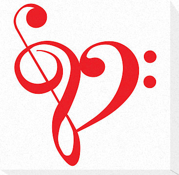 I love music, red heart with music notes" Canvas Prints by ...