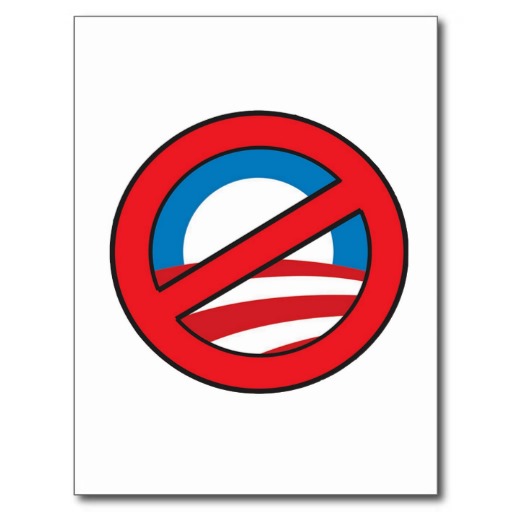 NO Obama circle/slash logo Post Card from Zazzle.