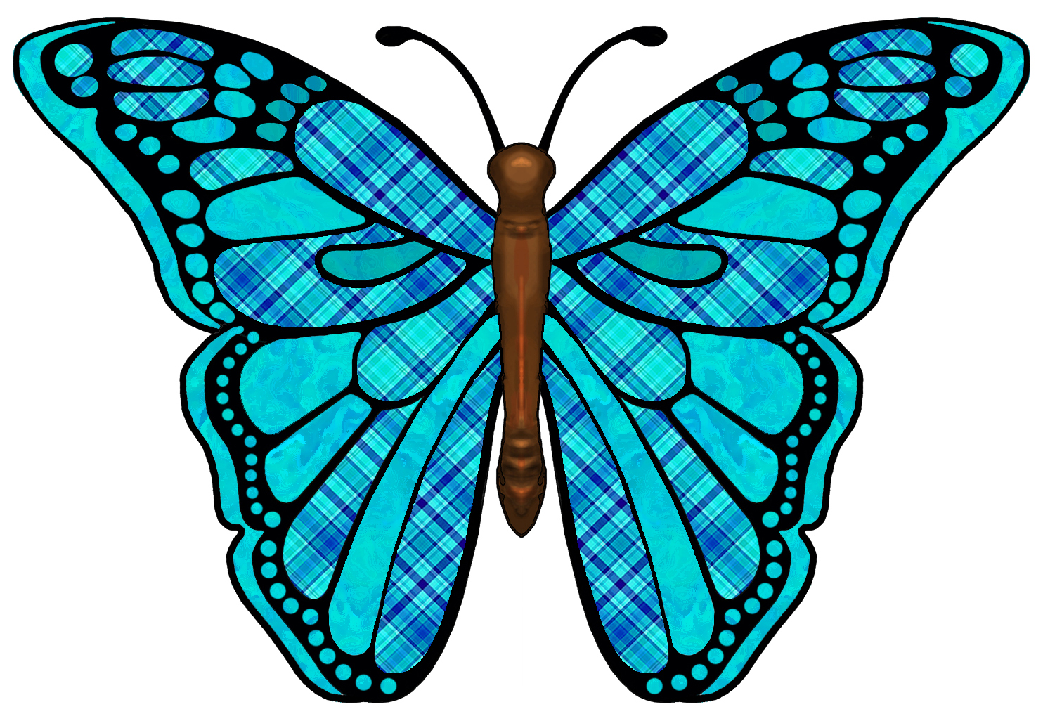 ArtbyJean - Butterflies: Turquoise plaid mixed with plain ...