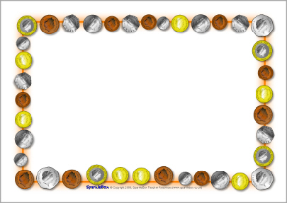 Coins A4 page borders (SB3976) - SparkleBox