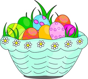 Easter Basket Clipart Image - Easter Eggs in a Blue Basket