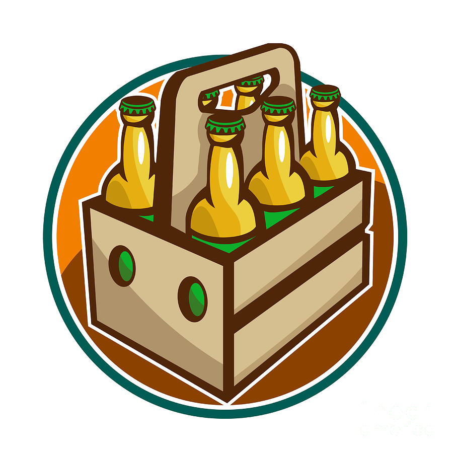 Beer Bottle 6 Pack Retro Digital Art