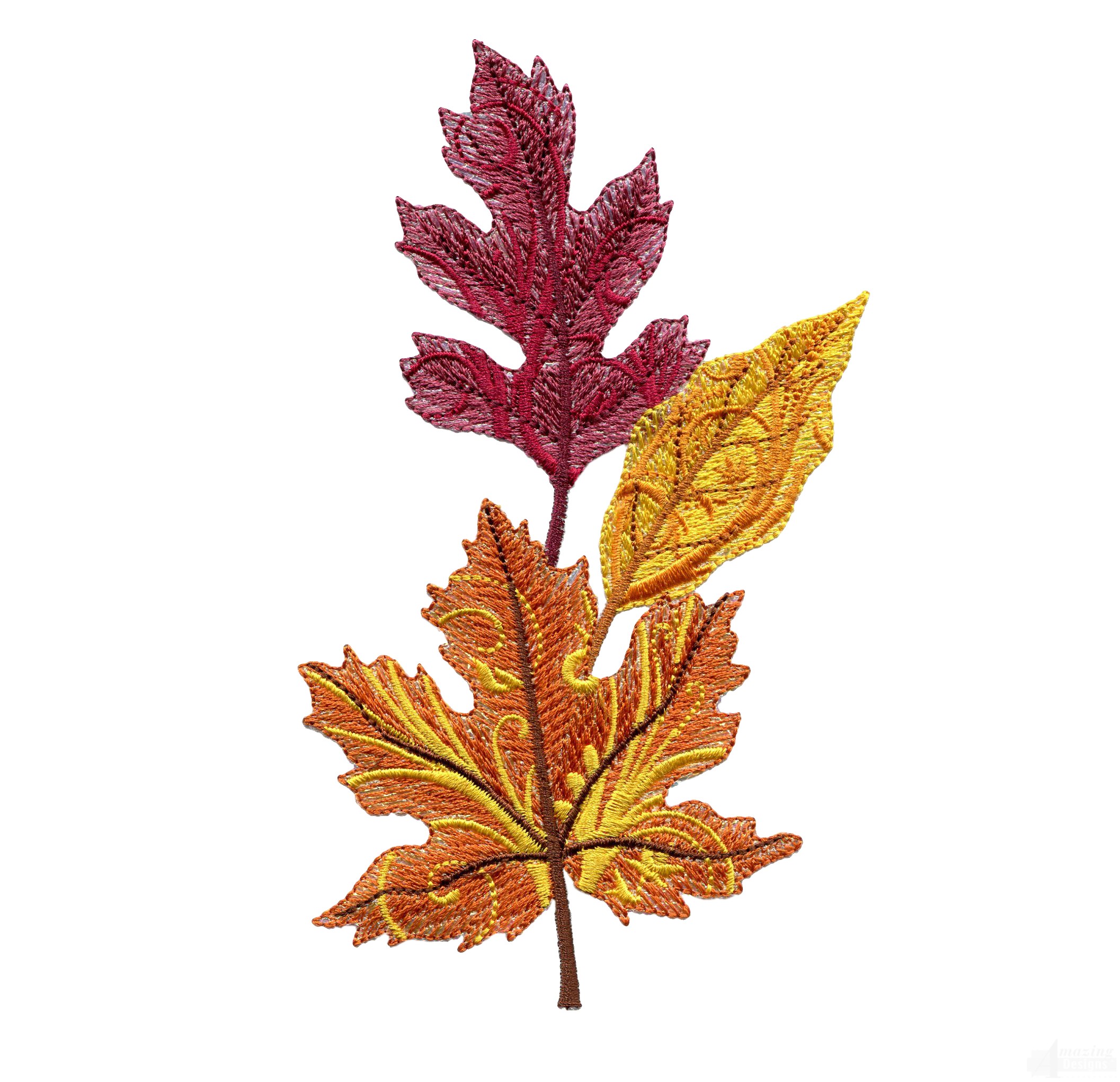 Iridescent Autumn Leaves Embroidery Design Collection