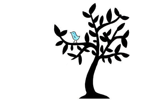 Simple Bird in Tree Drawing Cute Black and by LittleShopofElleSee
