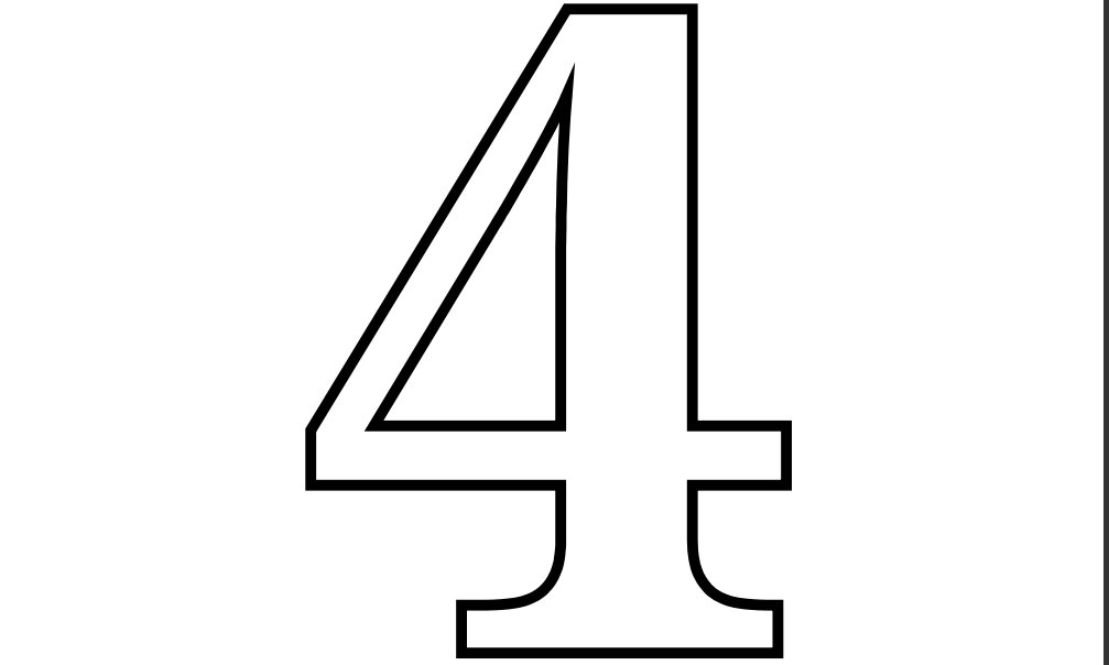Printable PDF Number 4 Coloring Page