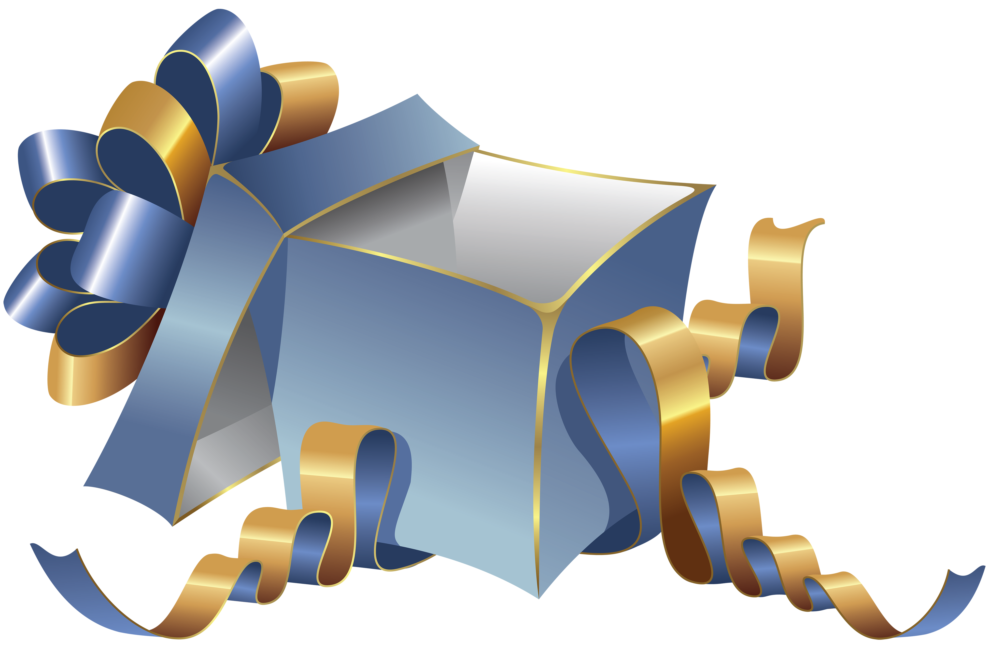 Transparent Blue Large Gift Box PNG Clipart