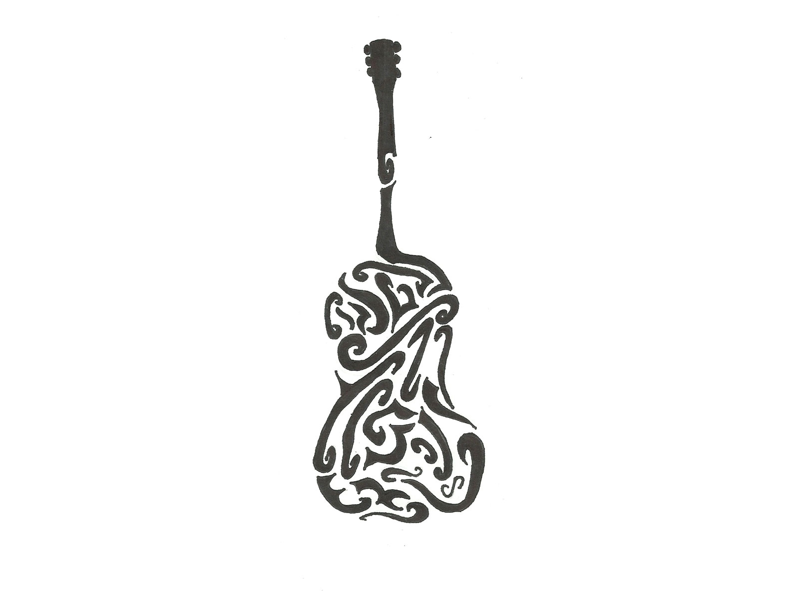 Free designs - Black tribal guitar tattoo wallpaper