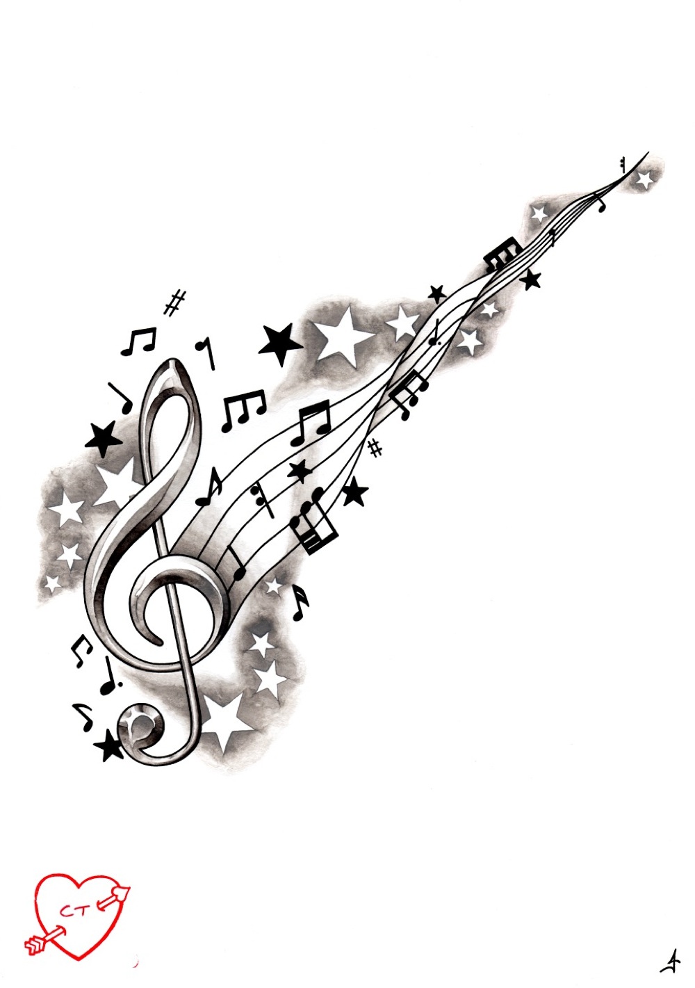 Treble Clef Tattoo Designs