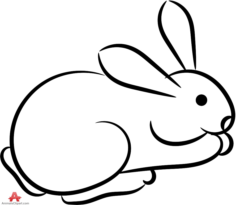 Rabbit black and white clipart