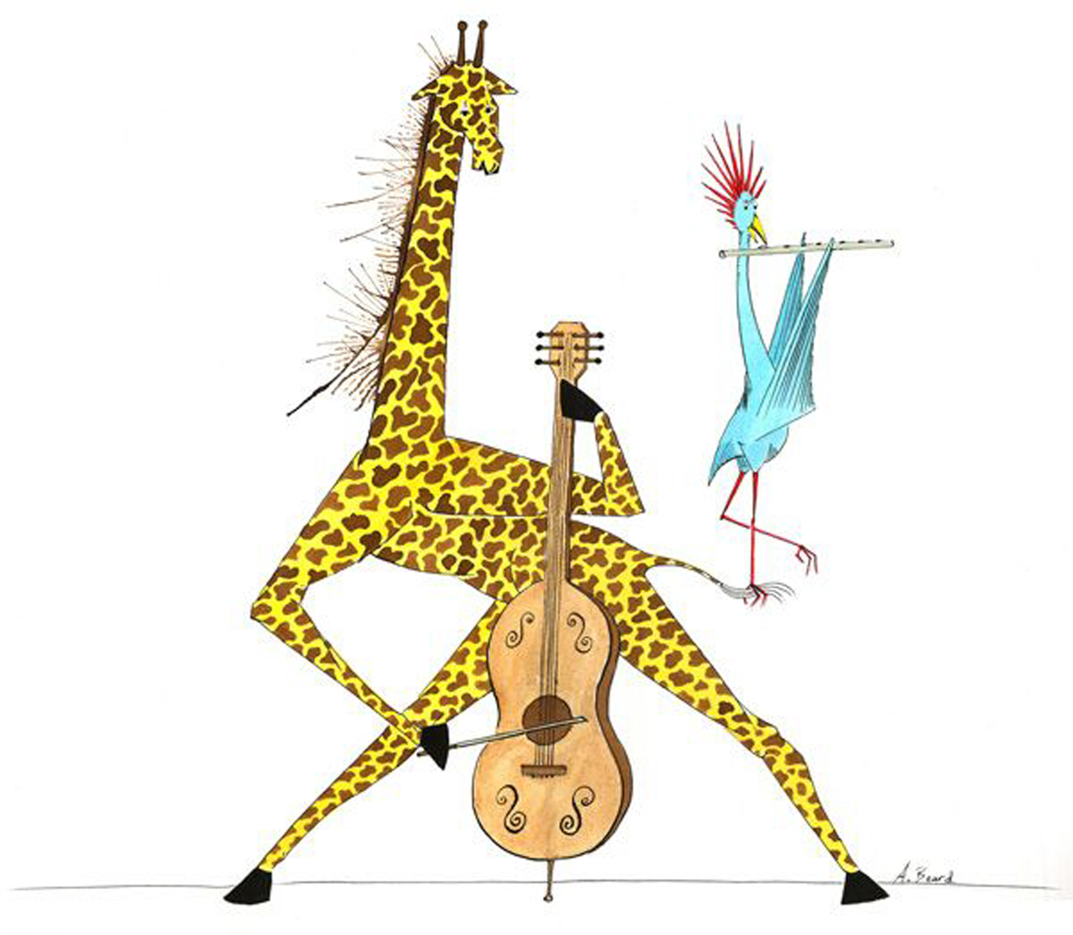 ALEX BEARD The Cellist Original Drawing Ink on Paper Alex Beard ...