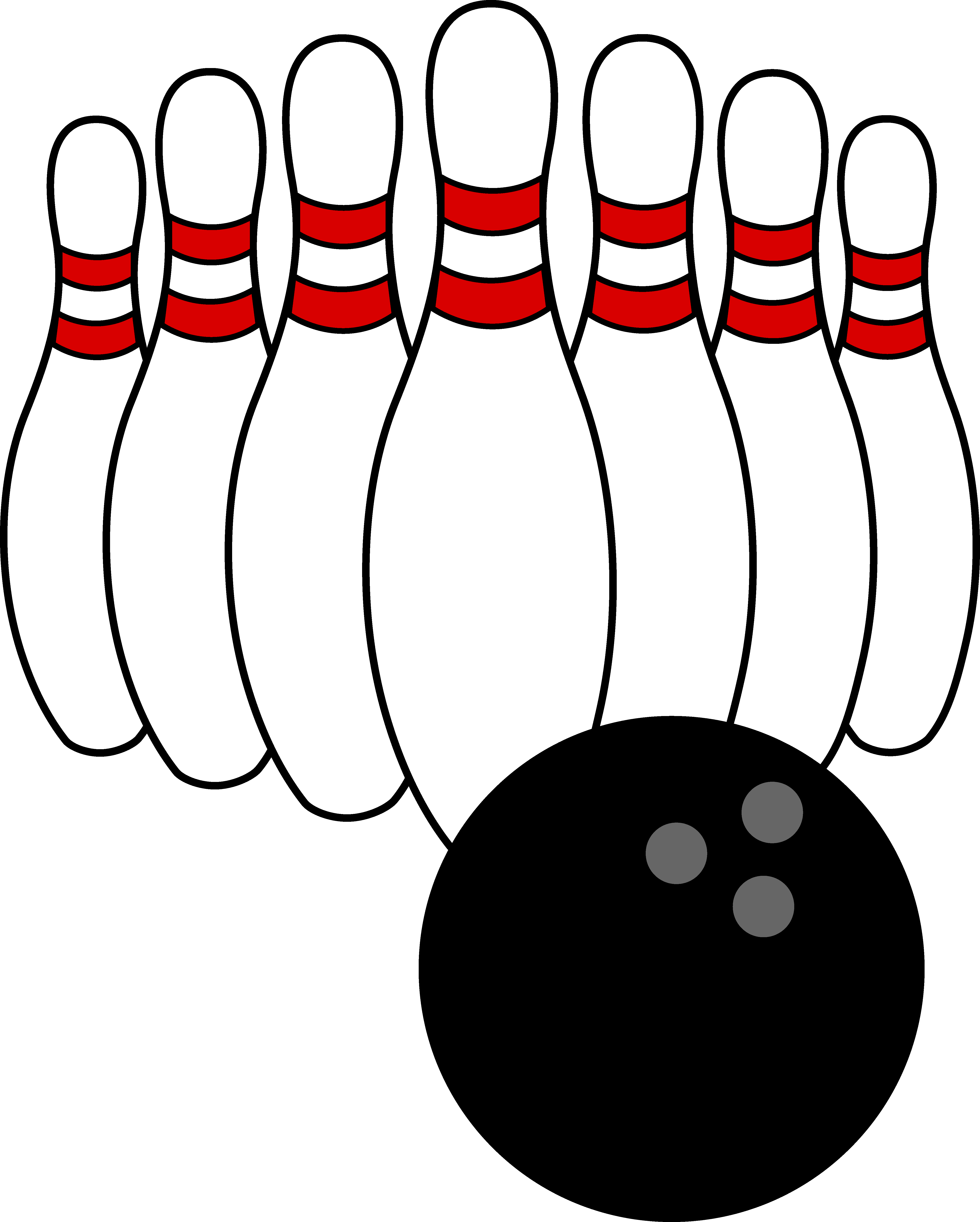 Bowling ball and pins clip art