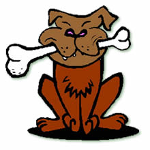 Dog chewing on meat clipart