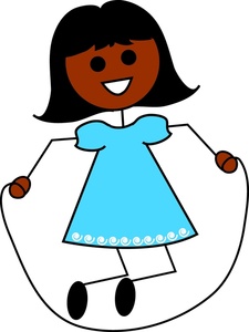 Jumping Rope Clipart Image - Hispanic Stick Girl Jumping Rope