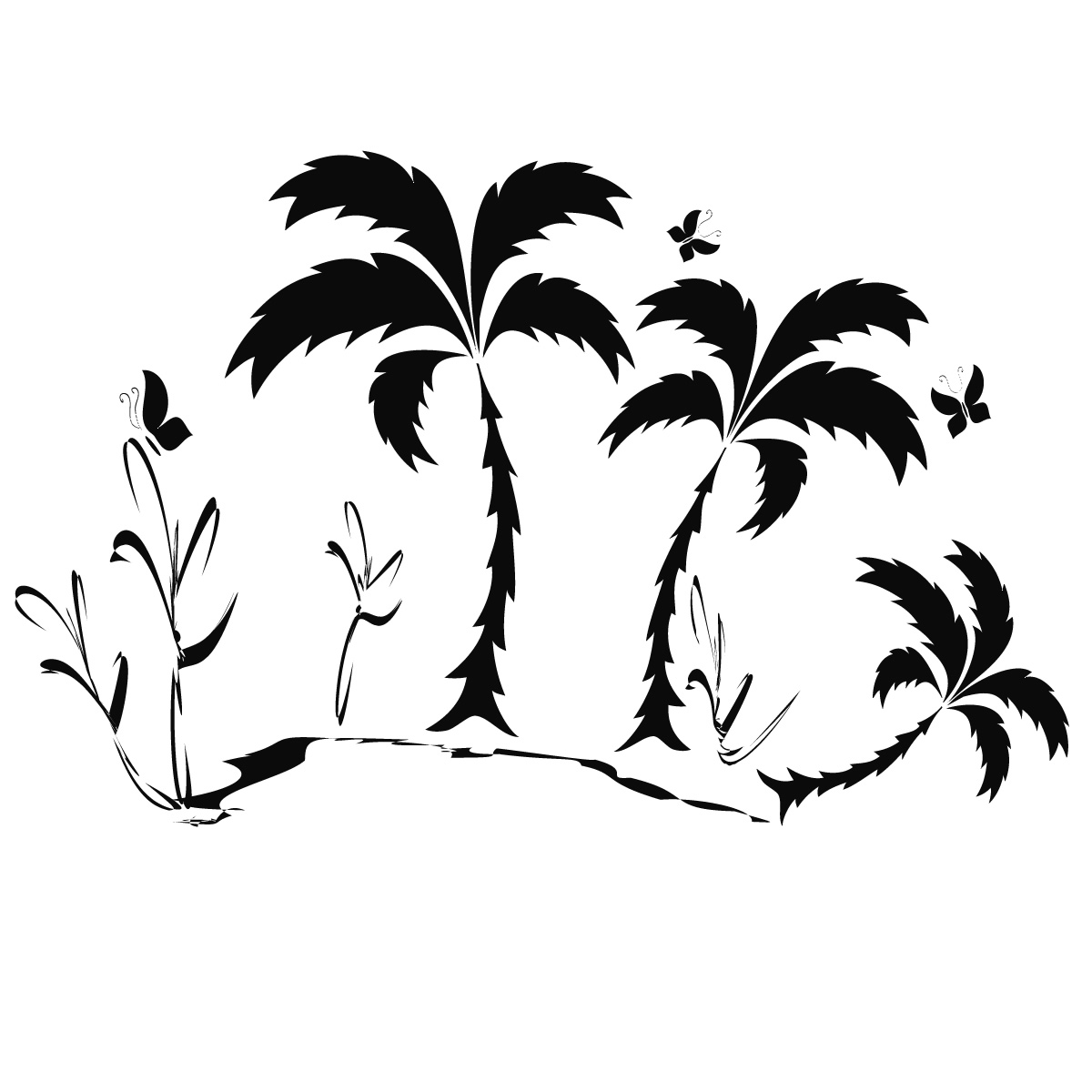 Palm Trees AT THE Beach Wall ART Sticker Wall Decals Transfers