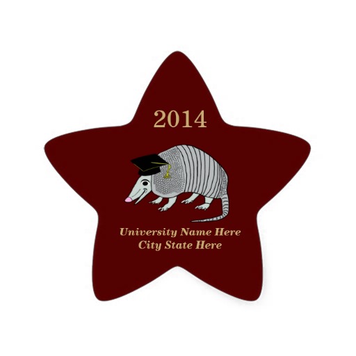 Maroon Cute Armadillo Star Graduation Stickers from Zazzle.