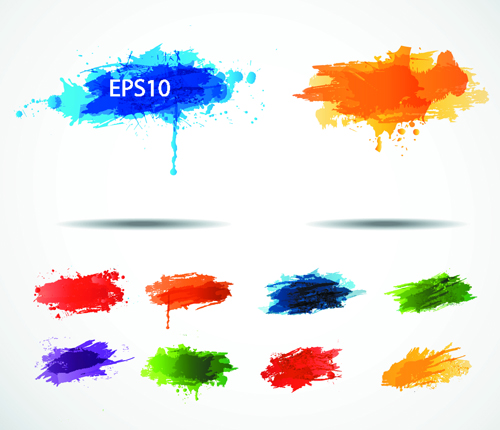 Colored paint splashes grunge vector background 04 - Vector ...