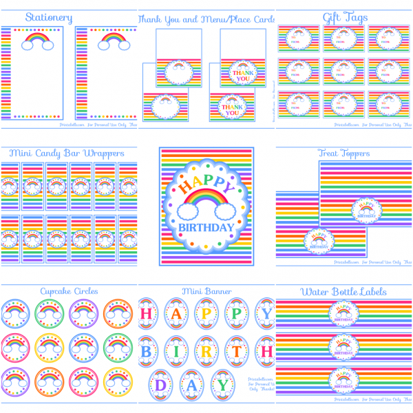 FREE RAINBOW PARTY PRINTABLES + Extras! – Printabelle