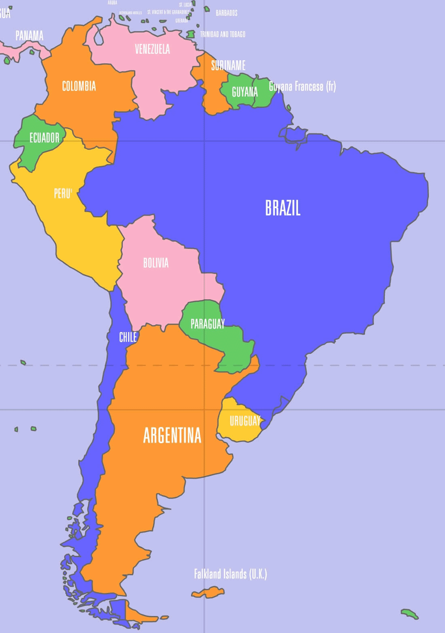 Printable Labeled Map Of South America Political With - vrogue.co