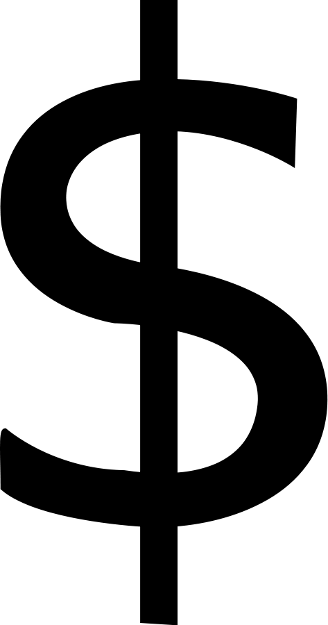Free bw white clipart dollar sign