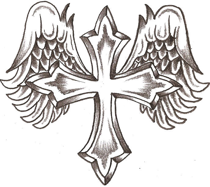 Crosses With Wings Drawings